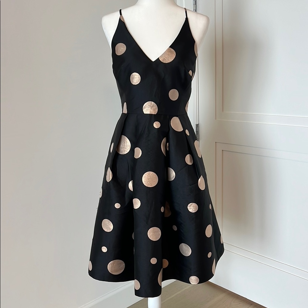 1901 Black Dress with Gold Polka Dots